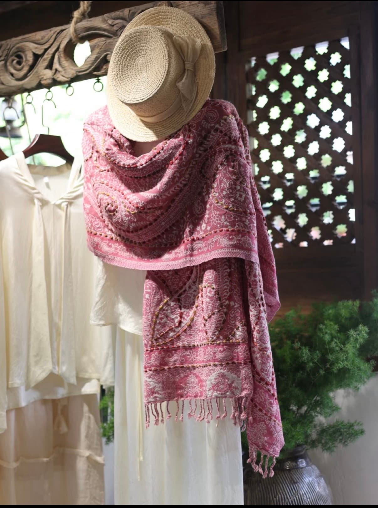 Rosewood Paisley Fringe Wrap